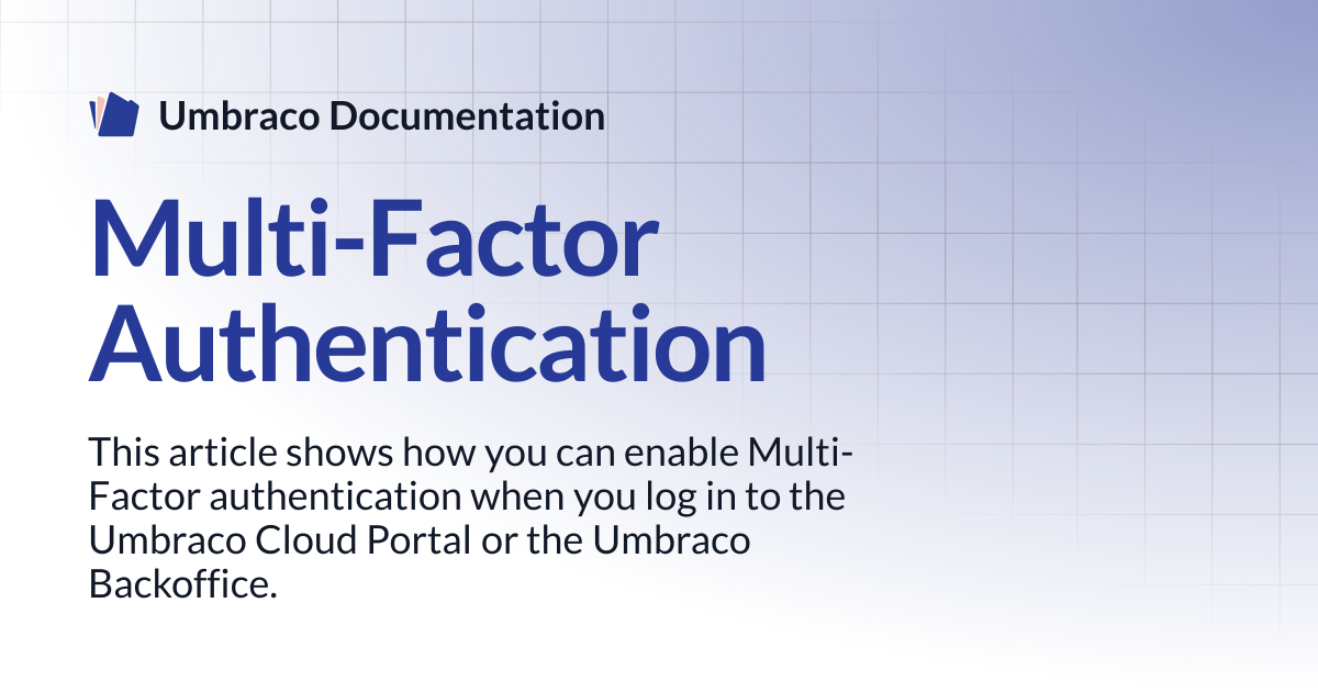 Multi-Factor Authentication | Cloud | Umbraco Documentation