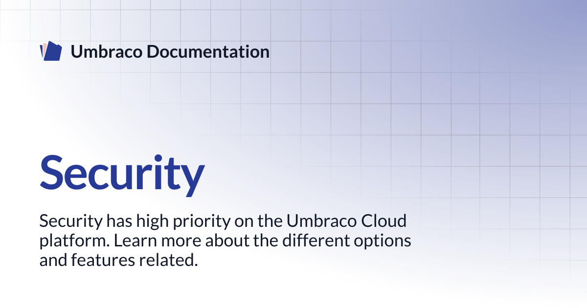Security | Cloud | Umbraco Documentation