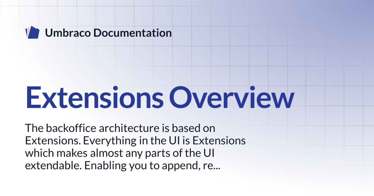 Extensions Overview | CMS | Umbraco Documentation