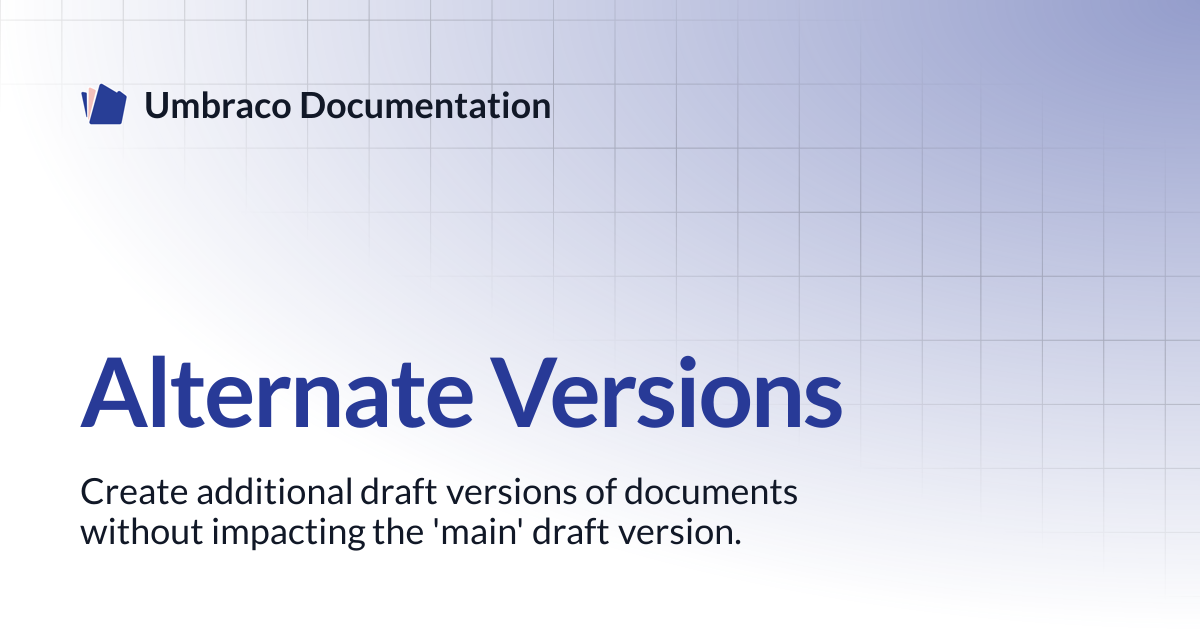 Alternate Versions | Workflow | Umbraco Documentation